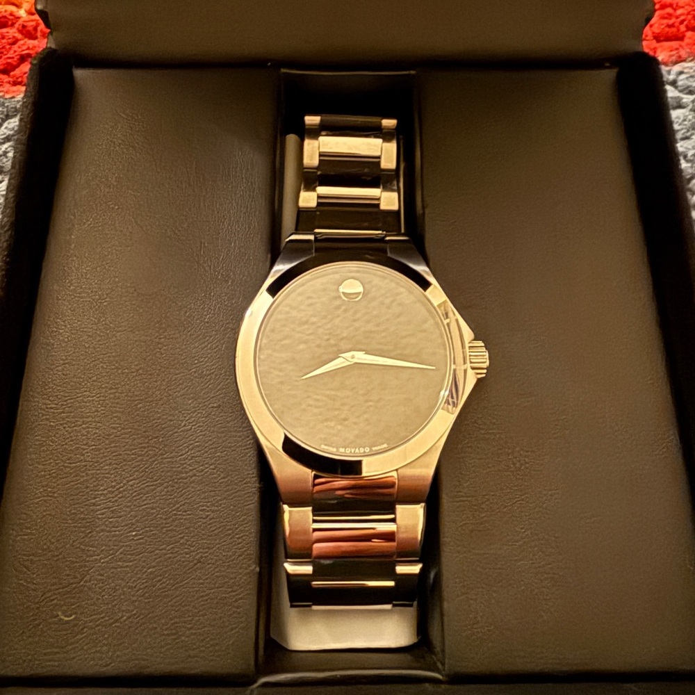 Movado Black and Silver Men's Watch